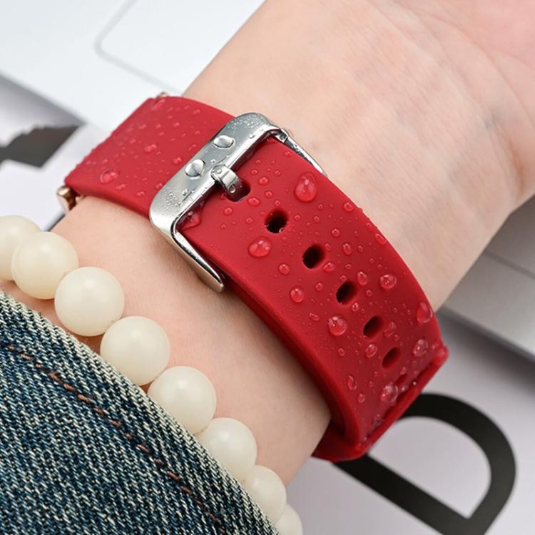 Stainless Steel Silver Pin Buckle Solid Color Silicone Waterproof Watch Band, 16mm, 18mm, 19mm