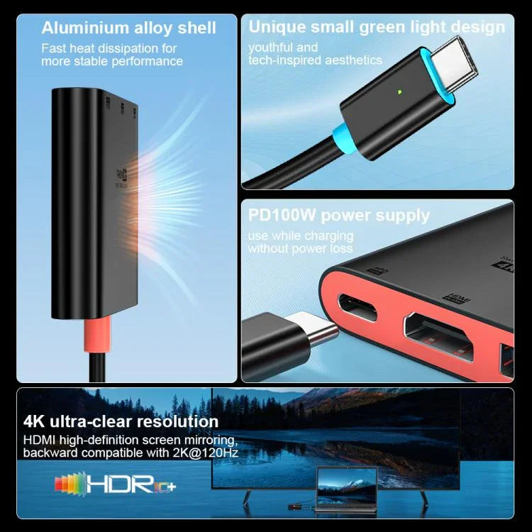 محطة إرساء مكتبية 3 في 1 من نوع Type-C إلى HDMI + USB 3.0 + منفذ شحن Type-C PD، لجهاز نينتندو سويتش