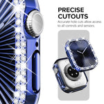 غطاء ساعة xDfind PC مجوف مزدوج الصفوف مع تصميم ماسي، لسلسلة Apple Watch 9 / 8 / 7 مقاس 45مم، لسلسلة Apple Watch 9 / 8 / 7 مقاس 41مم، لسلسلة Apple Watch 3 / 2 / 1 مقاس 38مم، لسلسلة Apple Watch 3 / 2 / 1 مقاس 42مم