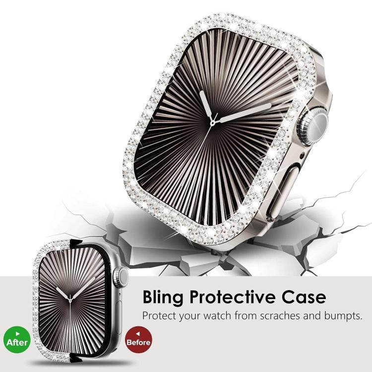 غطاء ساعة xDfind PC مجوف مزدوج الصفوف مع تصميم ماسي، لسلسلة Apple Watch 9 / 8 / 7 مقاس 45مم، لسلسلة Apple Watch 9 / 8 / 7 مقاس 41مم، لسلسلة Apple Watch 3 / 2 / 1 مقاس 38مم، لسلسلة Apple Watch 3 / 2 / 1 مقاس 42مم