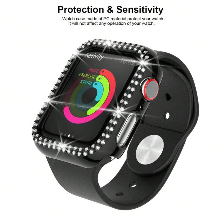 غطاء ساعة xDfind PC مجوف مزدوج الصفوف مع تصميم ماسي، لسلسلة Apple Watch 9 / 8 / 7 مقاس 45مم، لسلسلة Apple Watch 9 / 8 / 7 مقاس 41مم، لسلسلة Apple Watch 3 / 2 / 1 مقاس 38مم، لسلسلة Apple Watch 3 / 2 / 1 مقاس 42مم