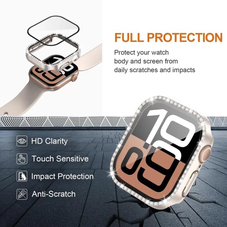 غطاء ساعة xDfind بتصميم ماسي مجوف صف واحد، لسلسلة Apple Watch 11 مقاس 46مم / 10 مقاس 46مم، لسلسلة Apple Watch 11 مقاس 42مم / 10 مقاس 42مم