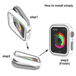 غطاء ساعة من زجاج مقسى ماسي أحادي الصف xDfind مع هيكل متكامل من البلاستيك، لسلسلة Apple Watch 9 / 8 / 7 مقاس 45 مم، لسلسلة Apple Watch 9 / 8 / 7 مقاس 41 مم، لسلسلة Apple Watch 3 / 2 / 1 مقاس 38 مم، لسلسلة Apple Watch 3 / 2 / 1 مقاس 42 مم