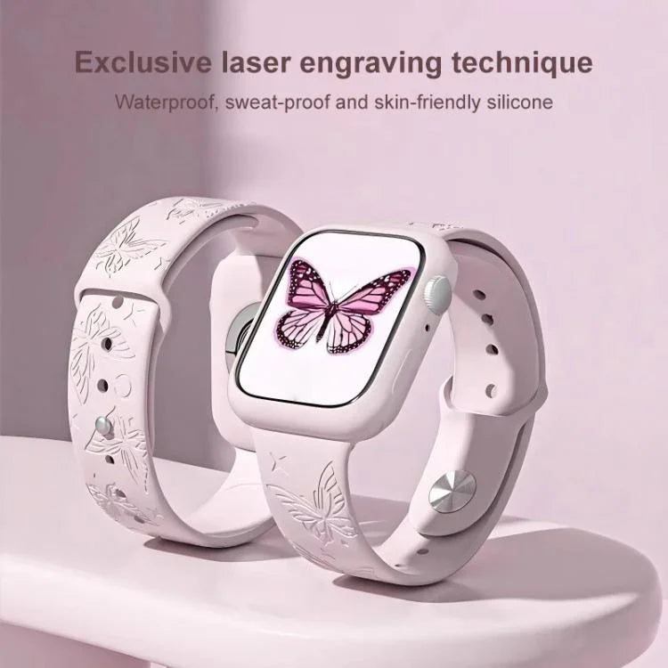 حزام ساعة سيليكون بنقش ليزر ثلاثي الأبعاد من xDfind، لسلسلة Apple Watch مقاسات 42 / 44 / 45 / 46 / 49مم، لسلسلة Apple Watch مقاسات 38 / 40 / 41 / S11 مقاس 42مم