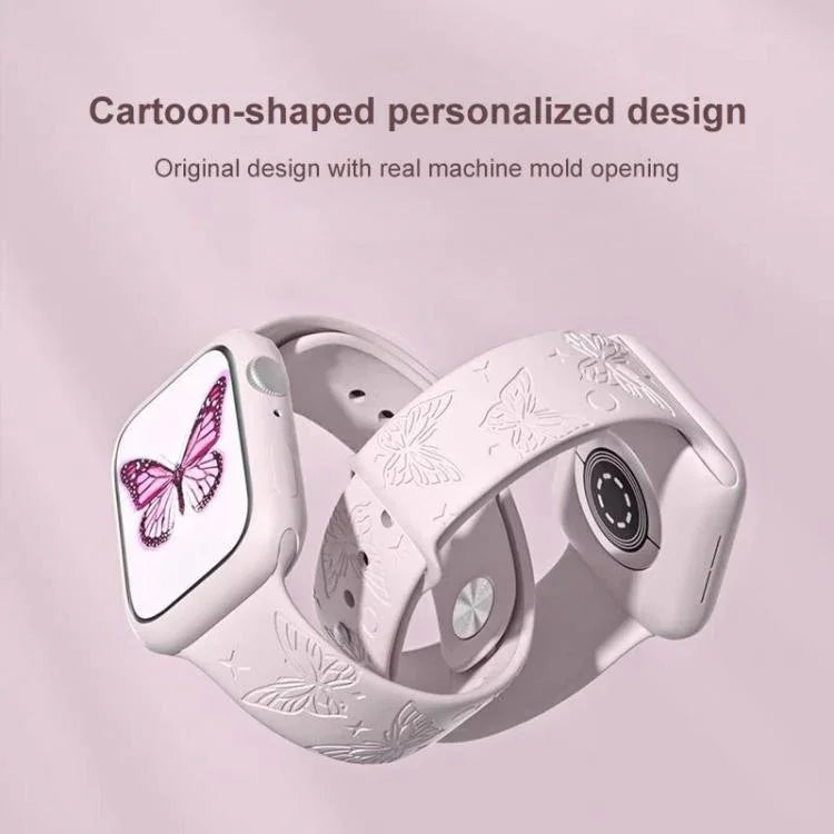 حزام ساعة سيليكون بنقش ليزر ثلاثي الأبعاد من xDfind، لسلسلة Apple Watch مقاسات 42 / 44 / 45 / 46 / 49مم، لسلسلة Apple Watch مقاسات 38 / 40 / 41 / S11 مقاس 42مم
