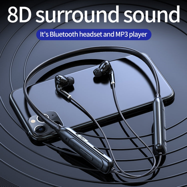 سماعة أذن بلوتوث M60 8D بصوت محيطي 5.1 لاسلكية معلقة على الرقبة تدعم بطاقة TF ووضع MP3