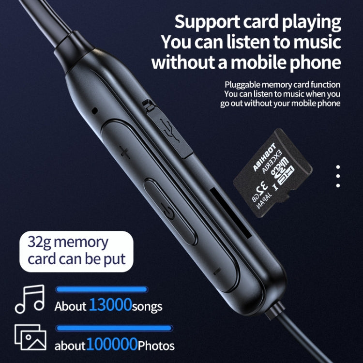 سماعة أذن بلوتوث M60 8D بصوت محيطي 5.1 لاسلكية معلقة على الرقبة تدعم بطاقة TF ووضع MP3