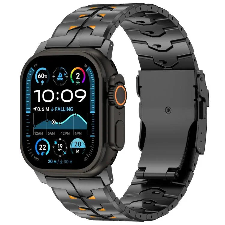 حزام ساعة بعرض 26مم مع مشبك أمان قابل للفصل بلونين من سبيكة التيتانيوم، لسلسلة Apple Watch مقاسات 46مم / 49مم / 45مم / 44مم