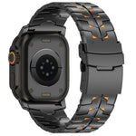 حزام ساعة بعرض 26مم مع مشبك أمان قابل للفصل بلونين من سبيكة التيتانيوم، لسلسلة Apple Watch مقاسات 46مم / 49مم / 45مم / 44مم