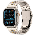 حزام ساعة بعرض 26مم مع مشبك أمان قابل للفصل بلونين من سبيكة التيتانيوم، لسلسلة Apple Watch مقاسات 46مم / 49مم / 45مم / 44مم
