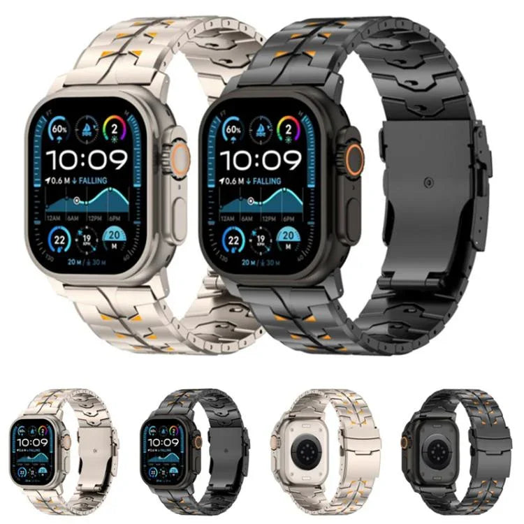 حزام ساعة بعرض 26مم مع مشبك أمان قابل للفصل بلونين من سبيكة التيتانيوم، لسلسلة Apple Watch مقاسات 46مم / 49مم / 45مم / 44مم