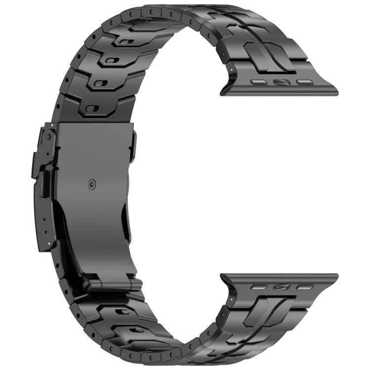 حزام ساعة بسبيكة التيتانيوم مع مشبك أمان قابل للفصل، لسلسلة Apple Watch مقاسات 46مم / 49مم / 45مم / 44مم، لسلسلة Apple Watch مقاسات 42مم / 41مم / 40مم / 38مم