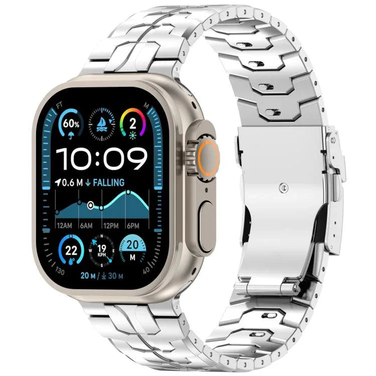 حزام ساعة بسبيكة التيتانيوم مع مشبك أمان قابل للفصل، لسلسلة Apple Watch مقاسات 46مم / 49مم / 45مم / 44مم، لسلسلة Apple Watch مقاسات 42مم / 41مم / 40مم / 38مم
