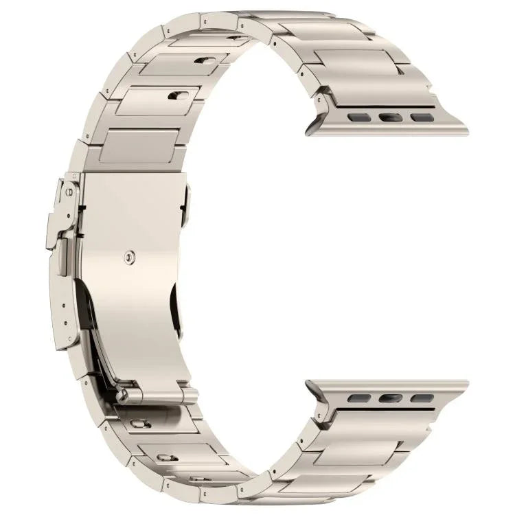 حزام ساعة بسبيكة التيتانيوم مع مشبك أمان سريع الفتح على شكل I، لسلسلة Apple Watch مقاسات 46مم / 49مم / 45مم / 44مم، لسلسلة Apple Watch مقاسات 42مم / 41مم / 40مم / 38مم