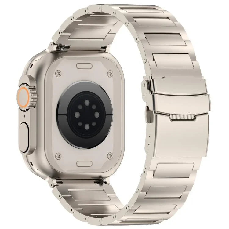 حزام ساعة بسبيكة التيتانيوم مع مشبك أمان سريع الفتح على شكل I، لسلسلة Apple Watch مقاسات 46مم / 49مم / 45مم / 44مم، لسلسلة Apple Watch مقاسات 42مم / 41مم / 40مم / 38مم