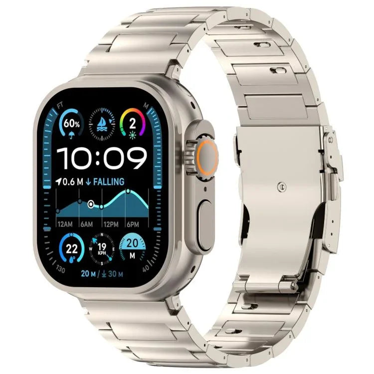 حزام ساعة بسبيكة التيتانيوم مع مشبك أمان سريع الفتح على شكل I، لسلسلة Apple Watch مقاسات 46مم / 49مم / 45مم / 44مم، لسلسلة Apple Watch مقاسات 42مم / 41مم / 40مم / 38مم