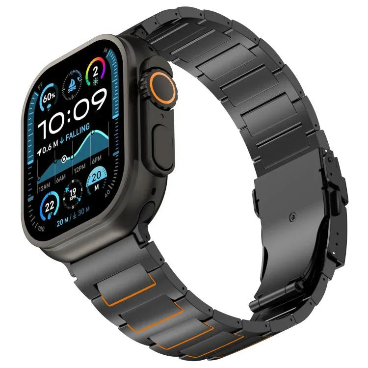 حزام ساعة بسبيكة التيتانيوم مع مشبك أمان على شكل I، لسلسلة Apple Watch مقاسات 46مم / 49مم / 45مم / 44مم، لسلسلة Apple Watch مقاسات 42مم / 41مم / 40مم / 38مم