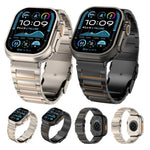 حزام ساعة بسبيكة التيتانيوم مع مشبك أمان على شكل I، لسلسلة Apple Watch مقاسات 46مم / 49مم / 45مم / 44مم، لسلسلة Apple Watch مقاسات 42مم / 41مم / 40مم / 38مم