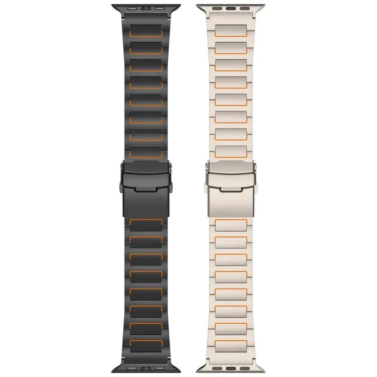 حزام ساعة بسبيكة التيتانيوم مع مشبك أمان على شكل I، لسلسلة Apple Watch مقاسات 46مم / 49مم / 45مم / 44مم، لسلسلة Apple Watch مقاسات 42مم / 41مم / 40مم / 38مم
