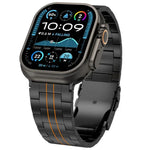 حزام ساعة بسبيكة التيتانيوم مع مشبك أمان بثلاث حبات، لسلسلة Apple Watch مقاسات 46مم / 49مم / 45مم / 44مم، لسلسلة Apple Watch مقاسات 42مم / 41مم / 40مم / 38مم