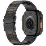 حزام ساعة بسبيكة التيتانيوم مع مشبك أمان بثلاث حبات، لسلسلة Apple Watch مقاسات 46مم / 49مم / 45مم / 44مم، لسلسلة Apple Watch مقاسات 42مم / 41مم / 40مم / 38مم