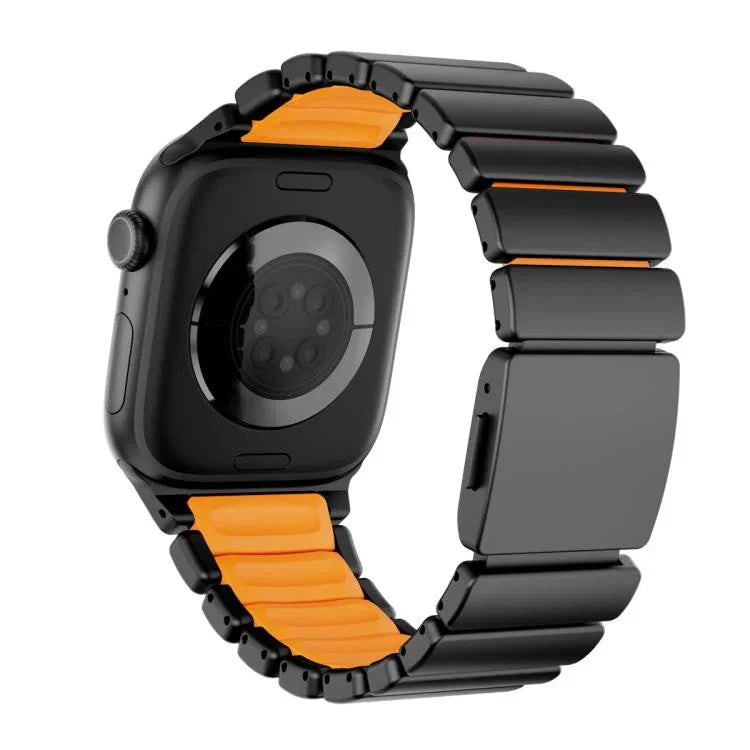 حزام ساعة من الفولاذ المقاوم للصدأ مع إبزيم نورمان مغناطيسي مدمج بحبة واحدة، لسلسلة Apple Watch مقاسات 46مم / 49مم / 45مم / 44مم