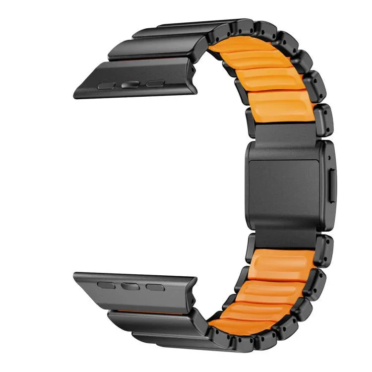 حزام ساعة من الفولاذ المقاوم للصدأ مع إبزيم نورمان مغناطيسي مدمج بحبة واحدة، لسلسلة Apple Watch مقاسات 46مم / 49مم / 45مم / 44مم