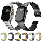 حزام ساعة من الفولاذ المقاوم للصدأ مع إبزيم نورمان مغناطيسي مدمج بحبة واحدة، لسلسلة Apple Watch مقاسات 46مم / 49مم / 45مم / 44مم