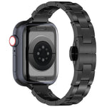 حزام ساعة بسبيكة التيتانيوم مع إبزيم فراشة بثلاث حبات وخصر نحيف، لسلسلة Apple Watch مقاسات 46مم / 49مم / 45مم / 44مم، لسلسلة Apple Watch مقاسات 42مم / 41مم / 40مم / 38مم