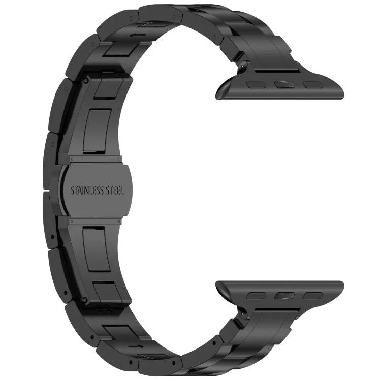 حزام ساعة بسبيكة التيتانيوم مع إبزيم فراشة بثلاث حبات وخصر نحيف، لسلسلة Apple Watch مقاسات 46مم / 49مم / 45مم / 44مم، لسلسلة Apple Watch مقاسات 42مم / 41مم / 40مم / 38مم