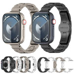 حزام ساعة بسبيكة التيتانيوم مع إبزيم فراشة بثلاث حبات وخصر نحيف، لسلسلة Apple Watch مقاسات 46مم / 49مم / 45مم / 44مم، لسلسلة Apple Watch مقاسات 42مم / 41مم / 40مم / 38مم