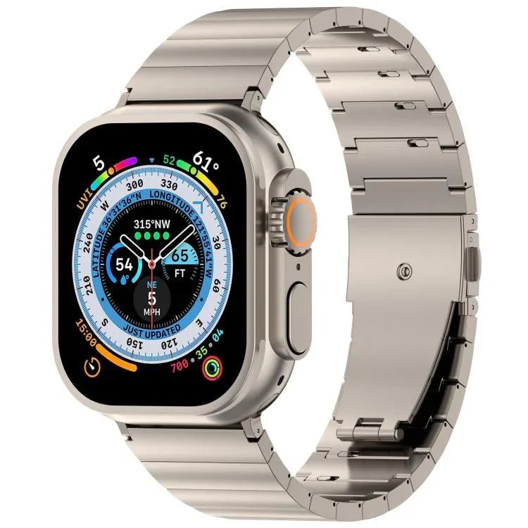حزام ساعة بسبيكة التيتانيوم مع إبزيم مسطح سريع الفتح بحبة واحدة، لسلسلة Apple Watch مقاسات 46مم / 49مم / 45مم / 44مم، لسلسلة Apple Watch مقاسات 42مم / 41مم / 40مم / 38مم