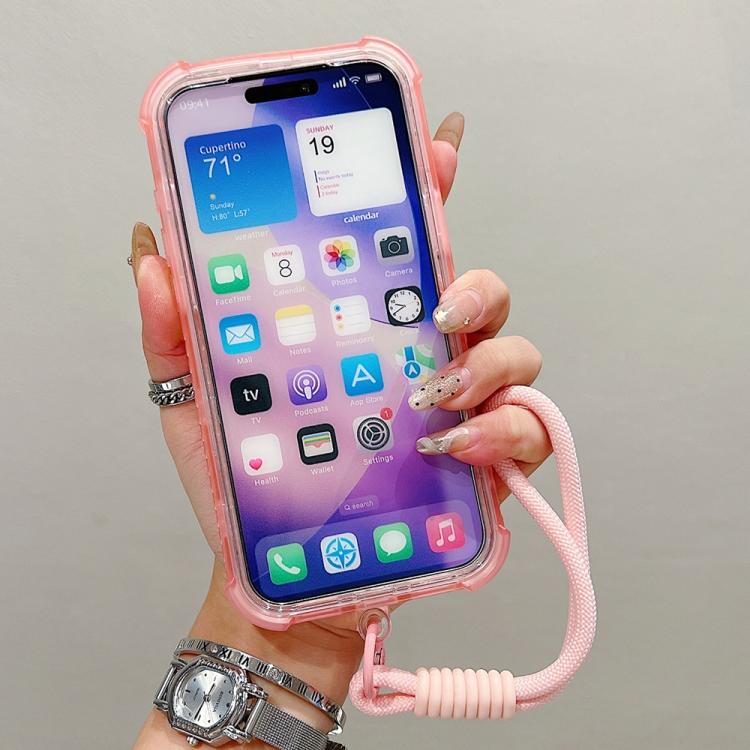 غطاء هاتف شفاف هجين من TPU وPC بلمسة مطفية 3 في 1 مع MagSafe وحزام معصم، لهواتف iPhone 15 Pro Max، iPhone 15 Pro، iPhone 15 Plus، iPhone 15، iPhone 14 Plus، iPhone 14، iPhone 14 Pro، iPhone 14 Pro Max