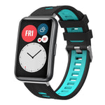 xDfind Dual Color Silver Buckle Silicone Watch Band, For Huawei Watch Fit New
