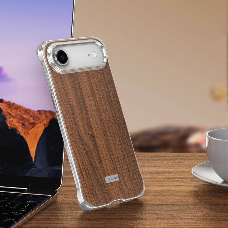 غطاء هاتف MagSafe معدني بدون إطار بنقشة خشبية من J TRIBE، لهواتف iPhone 17 Pro Max، iPhone 17 Pro، iPhone 17، iPhone Air، iPhone 16 Pro Max، iPhone 16 Pro، iPhone 15 Pro Max، iPhone 15 Pro