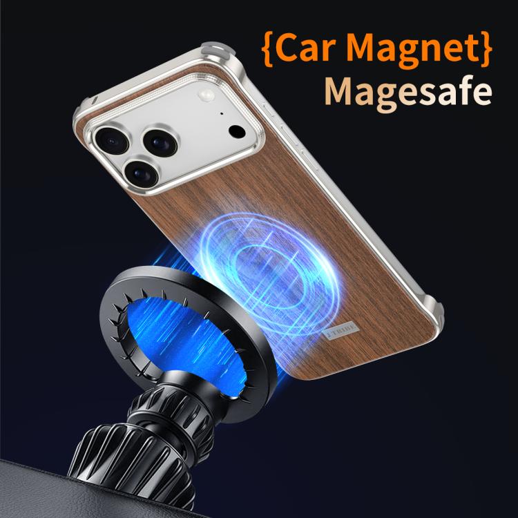 غطاء هاتف MagSafe معدني بدون إطار بنقشة خشبية من J TRIBE، لهواتف iPhone 17 Pro Max، iPhone 17 Pro، iPhone 17، iPhone Air، iPhone 16 Pro Max، iPhone 16 Pro، iPhone 15 Pro Max، iPhone 15 Pro