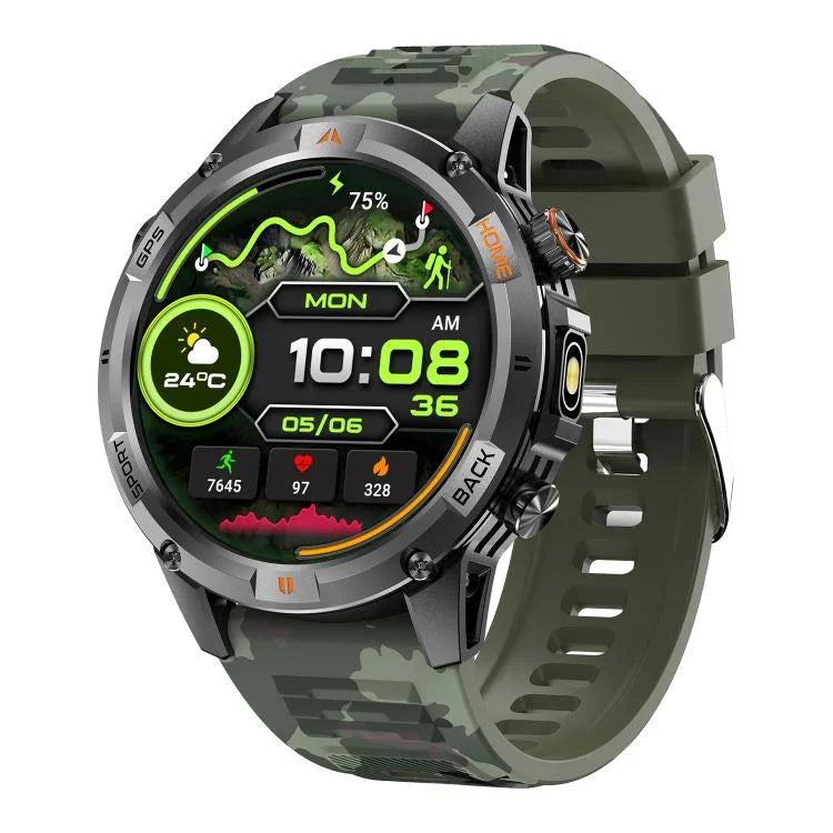YK15 شاشة دائرية 1.46 بوصة ساعة ذكية رياضية مع مكالمات بلوتوث ونظام تحديد المواقع GPS