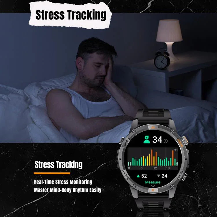 YK15 شاشة دائرية 1.46 بوصة ساعة ذكية رياضية مع مكالمات بلوتوث ونظام تحديد المواقع GPS