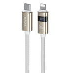 كابل بيانات شحن سريع مع شاشة رقمية WK WDC-104 Raython 2 بقوة 30 واط من نوع Type-C إلى 8 دبابيس، الطول: 1.2م، WDC-104