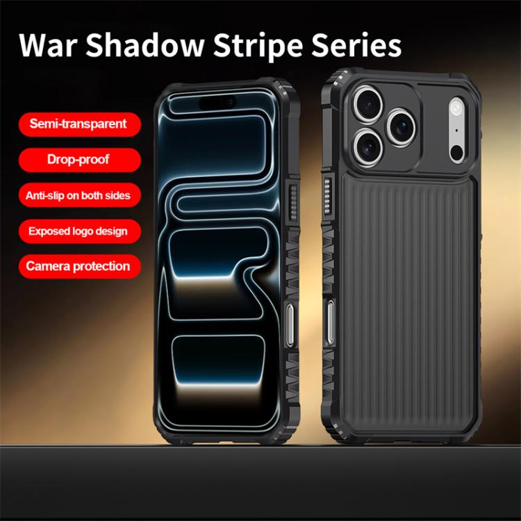 غطاء هاتف مقاوم للصدمات مع وسادة هوائية من سلسلة War Shadow Stripe بنمط مطفي، لهواتف iPhone 17 Pro Max وiPhone 17 Pro