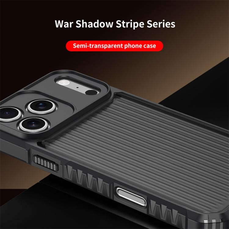غطاء هاتف مقاوم للصدمات مع وسادة هوائية من سلسلة War Shadow Stripe بنمط مطفي، لهواتف iPhone 17 Pro Max وiPhone 17 Pro