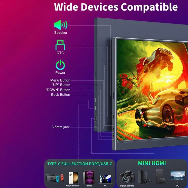 شاشة محمولة 16 بوصة بدقة 2.5K لشاشة ألعاب موسعة، 16 بوصة 2.5K 60Hz