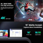 شاشة محمولة 16 بوصة بدقة 4K لشاشة ألعاب موسعة، 16 بوصة 4K