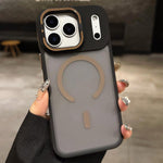 غطاء هاتف مغناطيسي مع MagSafe وحامل عدسة معدني مطفي ملمس الجلد، لهواتف iPhone 17 Pro Max وiPhone 17 Pro وiPhone 17 وiPhone Air وiPhone 16 Pro Max وiPhone 16 Pro