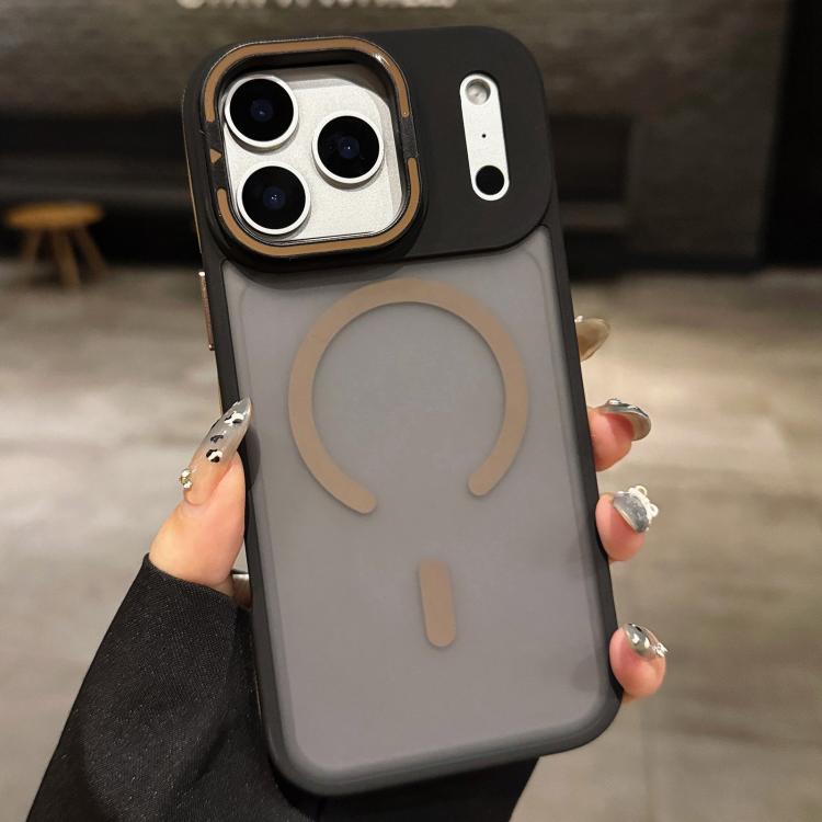 غطاء هاتف مغناطيسي مع MagSafe وحامل عدسة معدني مطفي ملمس الجلد، لهواتف iPhone 17 Pro Max وiPhone 17 Pro وiPhone 17 وiPhone Air وiPhone 16 Pro Max وiPhone 16 Pro