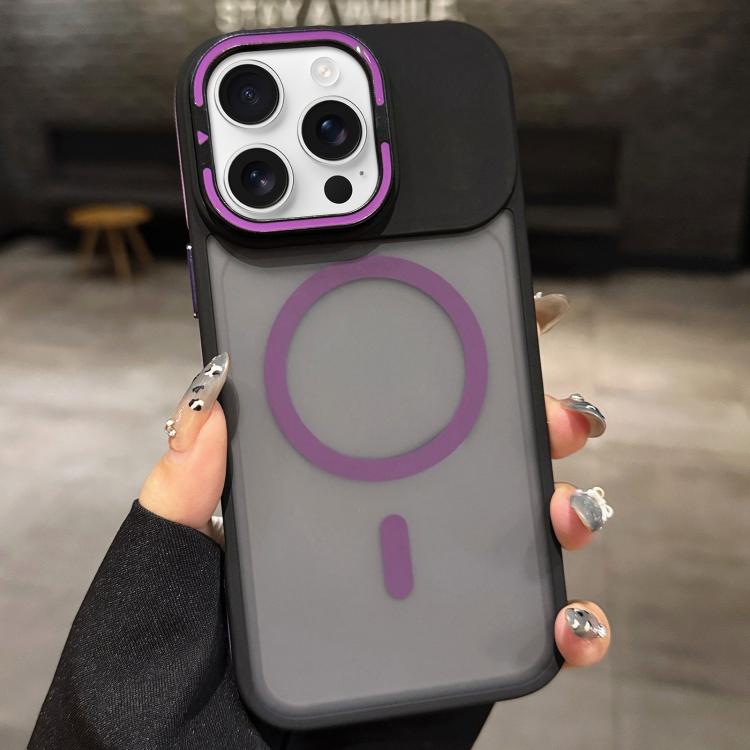 غطاء هاتف مغناطيسي مع MagSafe وحامل عدسة معدني مطفي ملمس الجلد، لهواتف iPhone 17 Pro Max وiPhone 17 Pro وiPhone 17 وiPhone Air وiPhone 16 Pro Max وiPhone 16 Pro