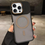 غطاء هاتف مغناطيسي مع MagSafe وحامل عدسة معدني مطفي ملمس الجلد، لهواتف iPhone 17 Pro Max وiPhone 17 Pro وiPhone 17 وiPhone Air وiPhone 16 Pro Max وiPhone 16 Pro