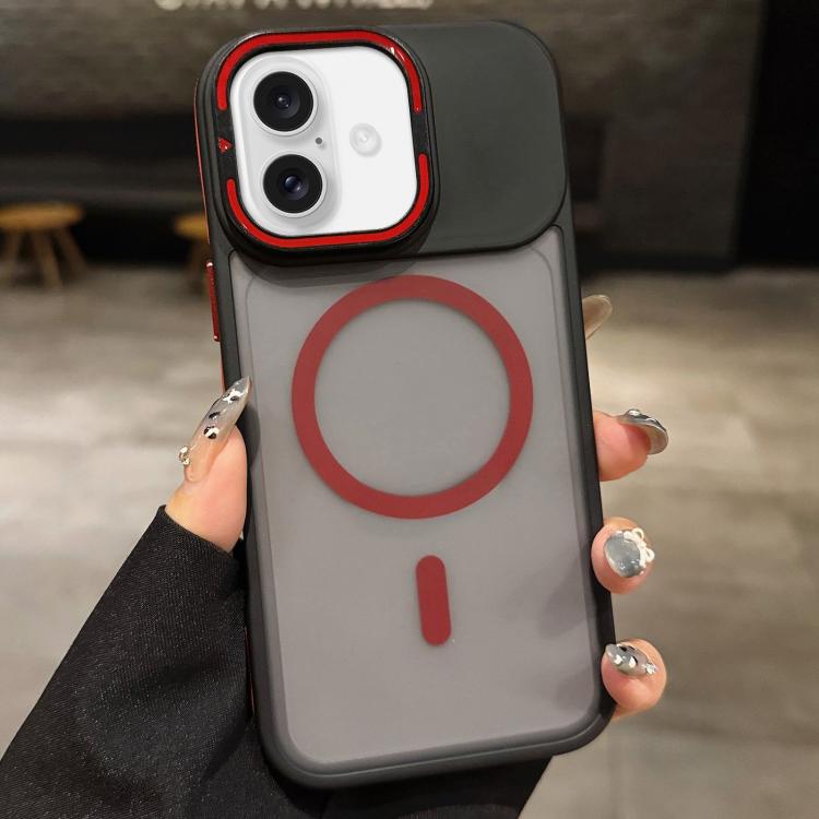 حامل عدسة معدني غير لامع ملمس الجلد مع مغناطيس MagSafe، لهواتف iPhone 16 Plus، iPhone 16، iPhone 15 Pro Max، iPhone 15 Pro، iPhone 15، iPhone 14