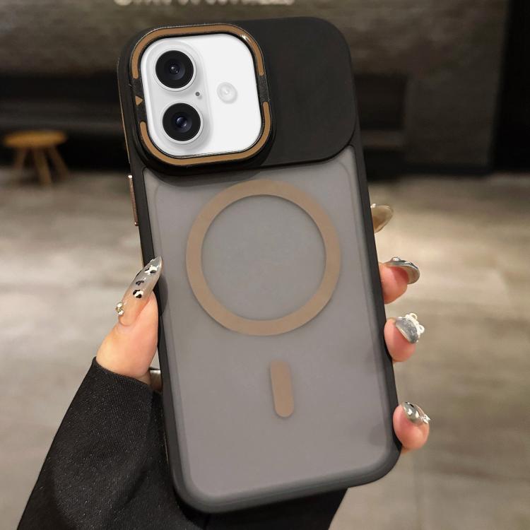 حامل عدسة معدني غير لامع ملمس الجلد مع مغناطيس MagSafe، لهواتف iPhone 16 Plus، iPhone 16، iPhone 15 Pro Max، iPhone 15 Pro، iPhone 15، iPhone 14