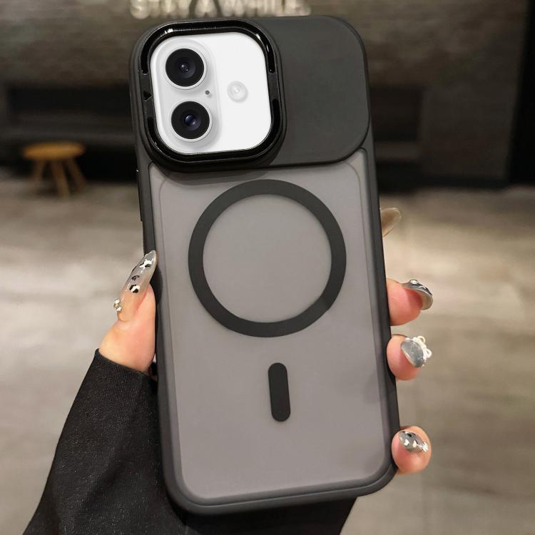 حامل عدسة معدني غير لامع ملمس الجلد مع مغناطيس MagSafe، لهواتف iPhone 16 Plus، iPhone 16، iPhone 15 Pro Max، iPhone 15 Pro، iPhone 15، iPhone 14